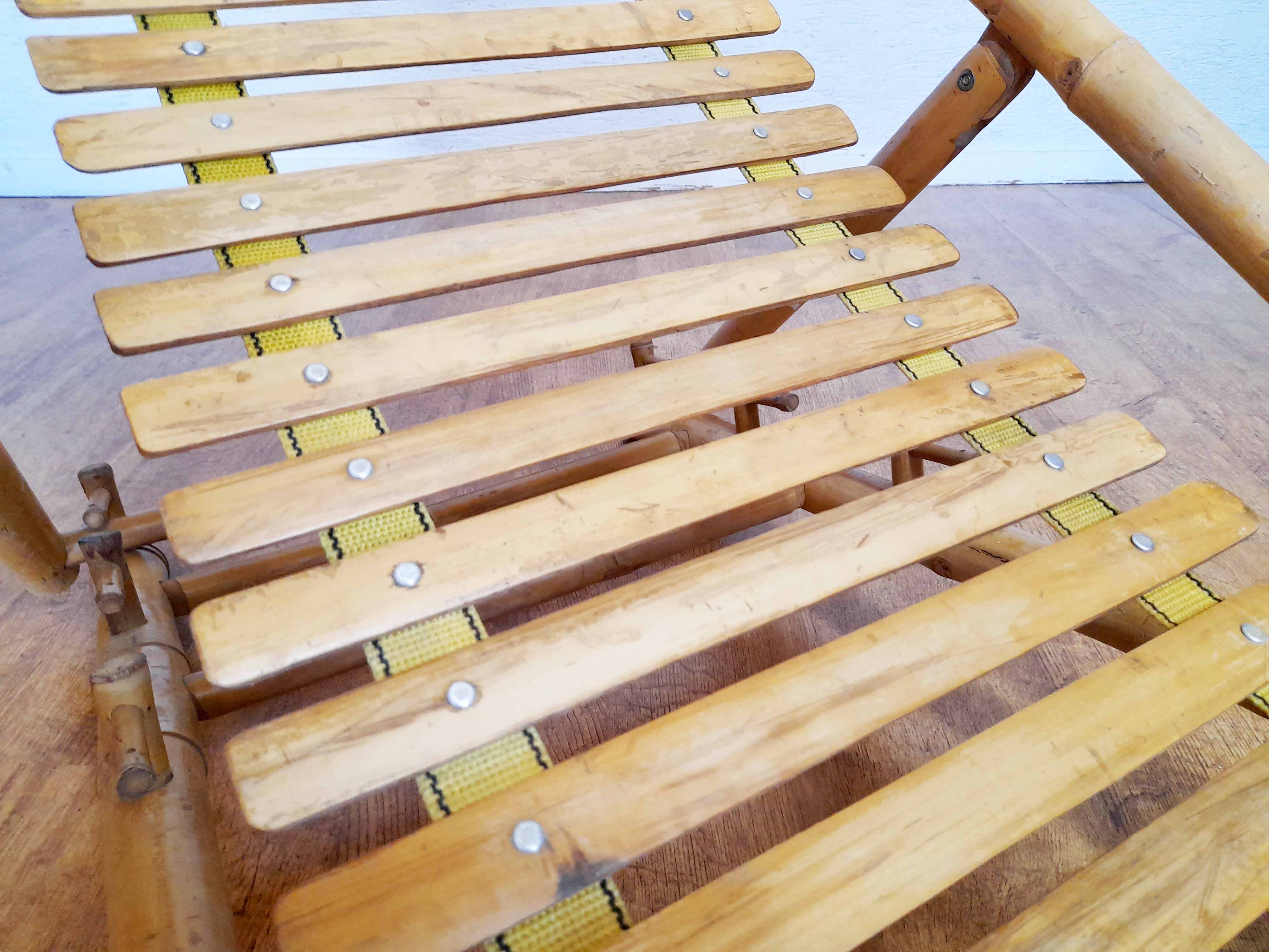Vintage bamboo deckchair