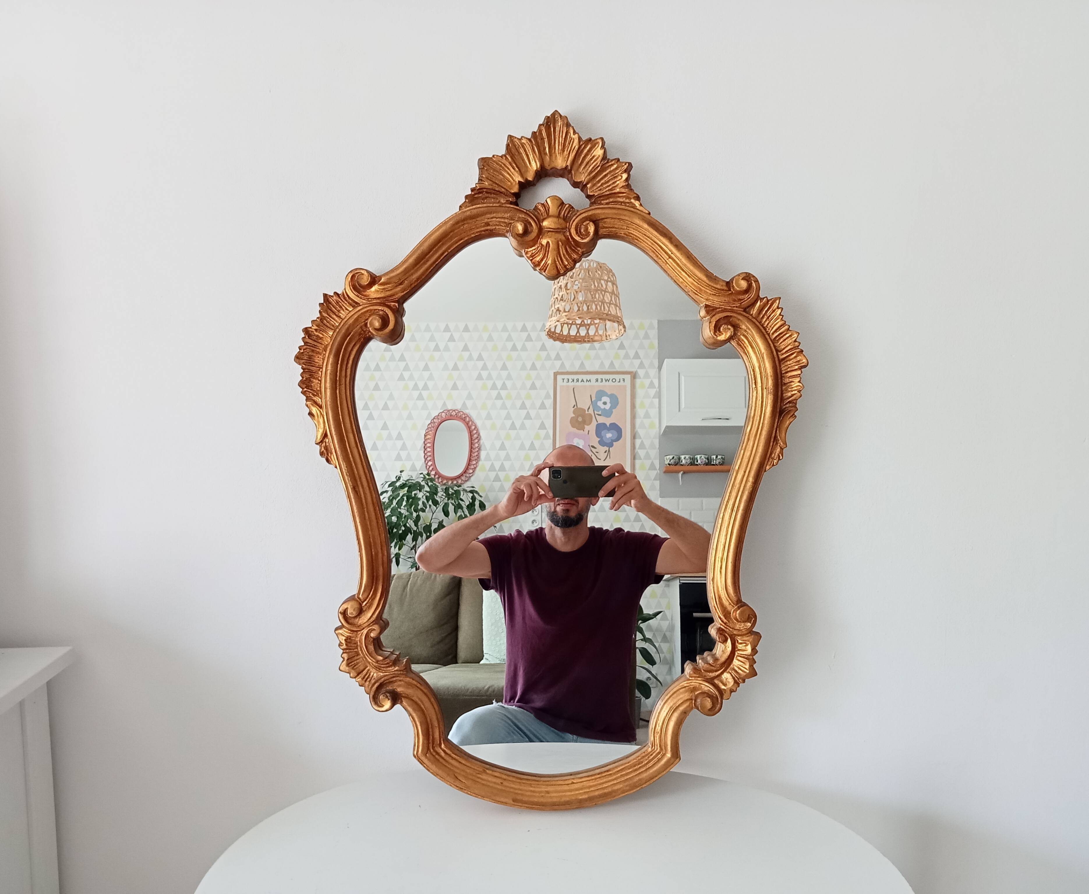 Vintage baroque mirror from the 60s Italy 84*62 cm