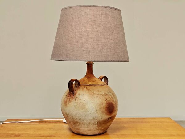 Lampe en grès céramique moderniste a deux anses  année 50