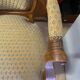 Two Louis XV style wooden and fabric armchairs