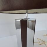 Lampe en métal chromé et simili-cuir marron, 1970