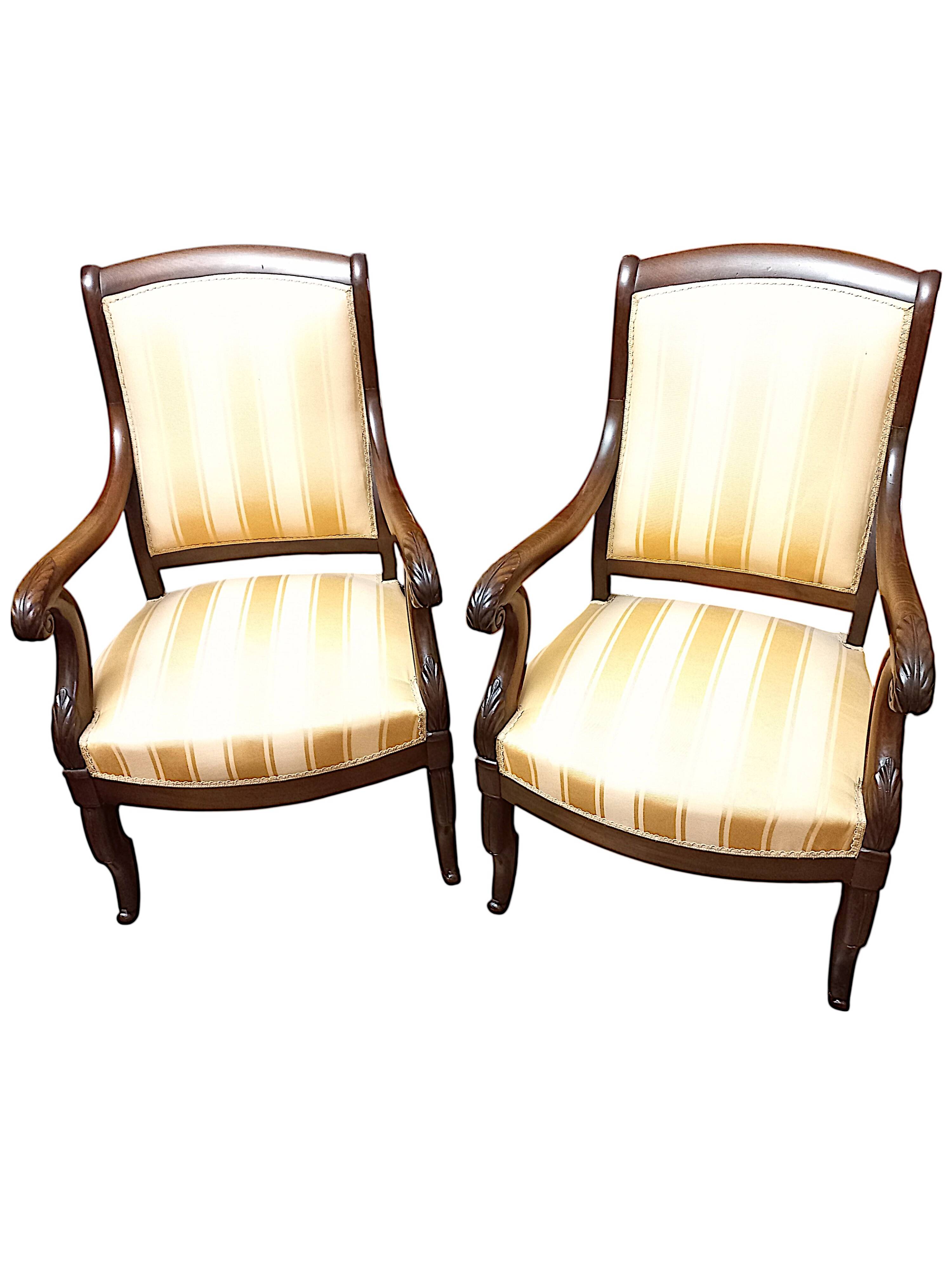 Pair of early 19th century mahogany armchairs