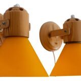 Pine wall sconces from Solbacken, 1975, set of 2