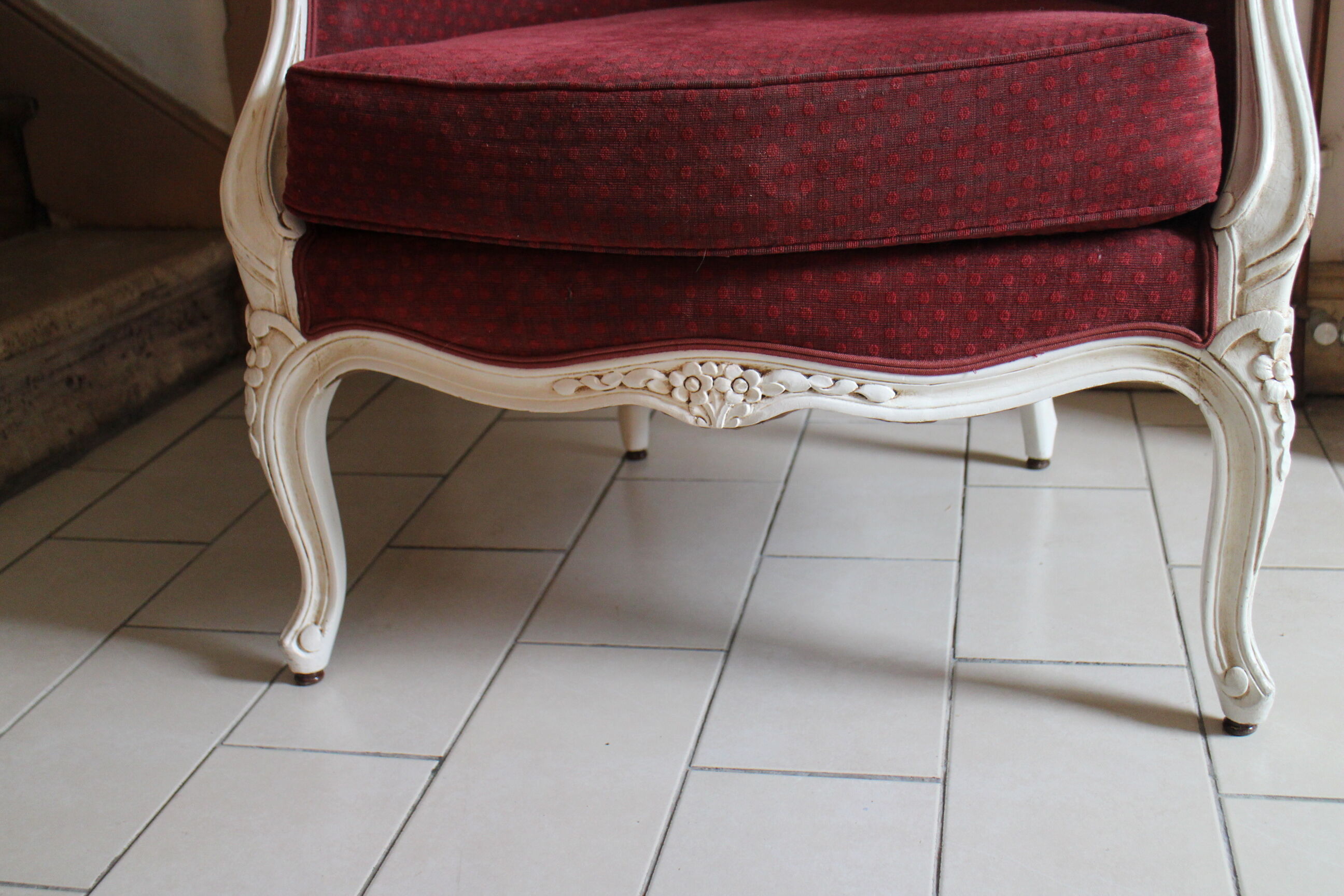 Louis XV style armchair patinated white