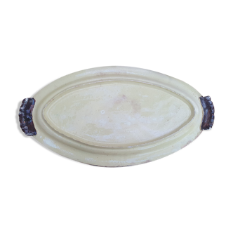 Oval flat in yellow glazed clay Dieulefit Haute Provence