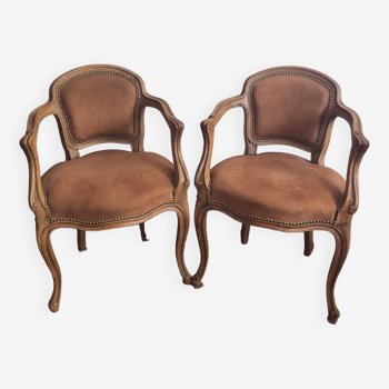 Pair of Louis XV style convertible armchairs