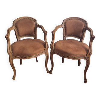 Pair of Louis XV style convertible armchairs