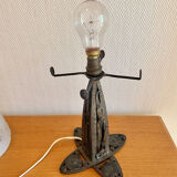 Art Deco lamp signed by Müller Frères in wrought iron and moulded glass.