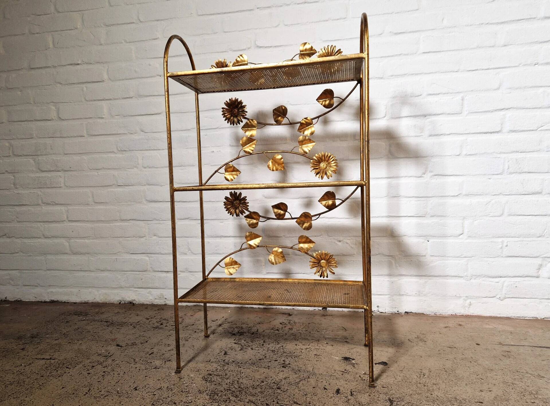 Gilded étagère, French, 1960s