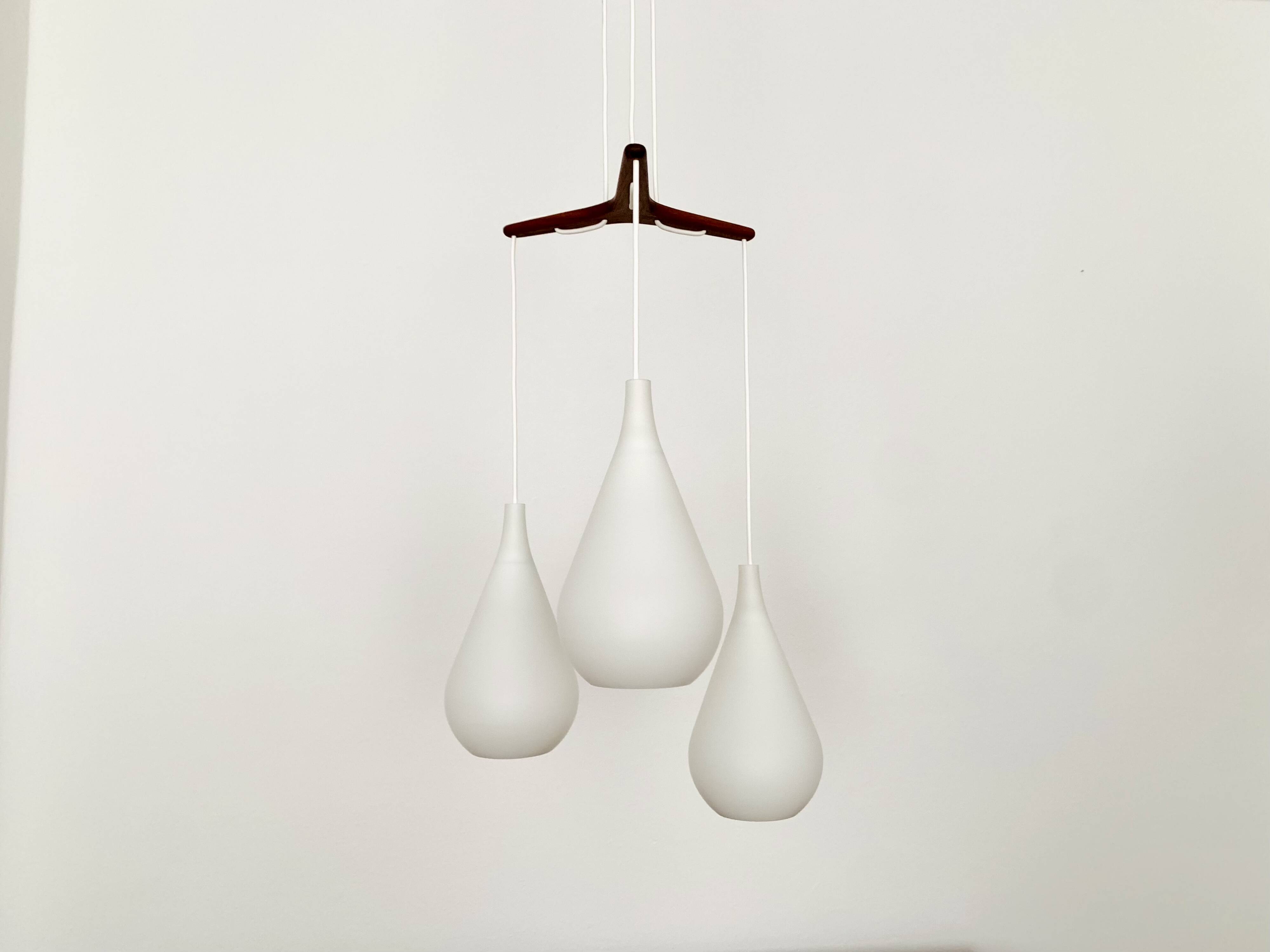 Opaline and Teak Cascading Lamp by Nordisk Solar