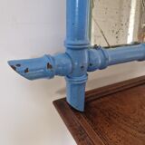 Vintage blue bamboo mirror 47 x 41 cm