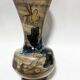 Ceramic vase of vallauris, midnight blue iris décor, 24 cm