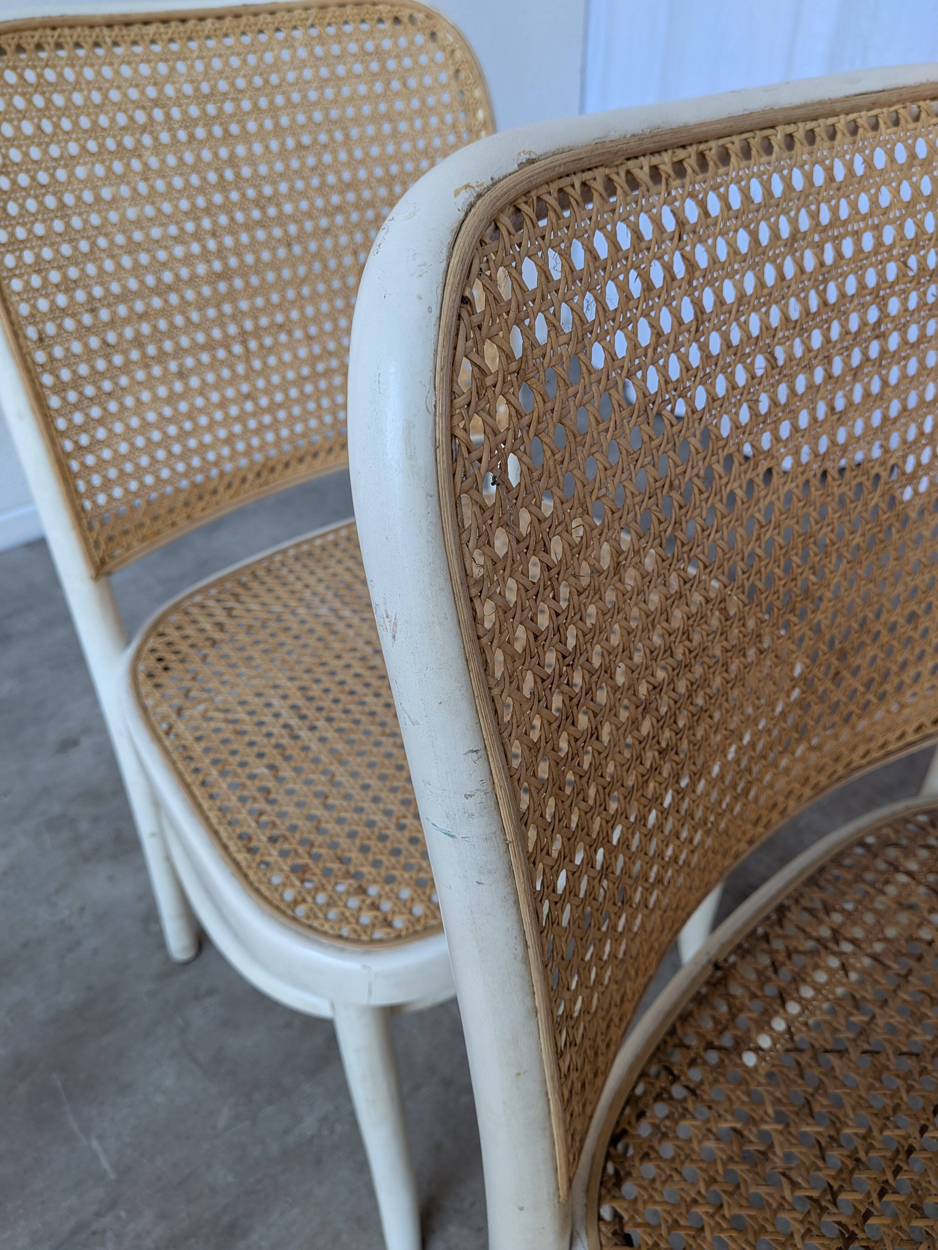 Set of 4 Thonet Style 811 Cane Chair: Josef Hoffman Mid-Century Modern Furn