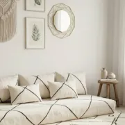 Moroccan floor sofa set in white wool