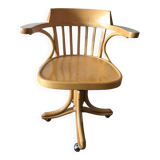 Fauteuil bureau bois Radomsko Zmg Pologne 1950 vintage