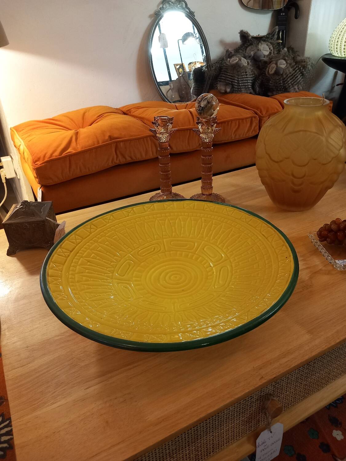 Large round dish. Dieulefit Caves. Vintage
