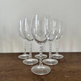 Set de 12 verres à pied en verre ciselé, 6 verres à vin et 6 verres à eau