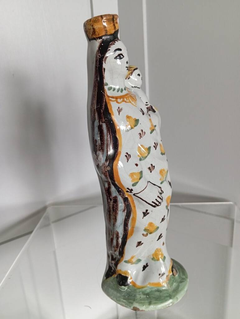 Virgin and Child in polychrome earthenware, 18th century, Nevers