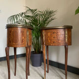 Pair of bedside tables in the shape of a stab, Louis XVI style