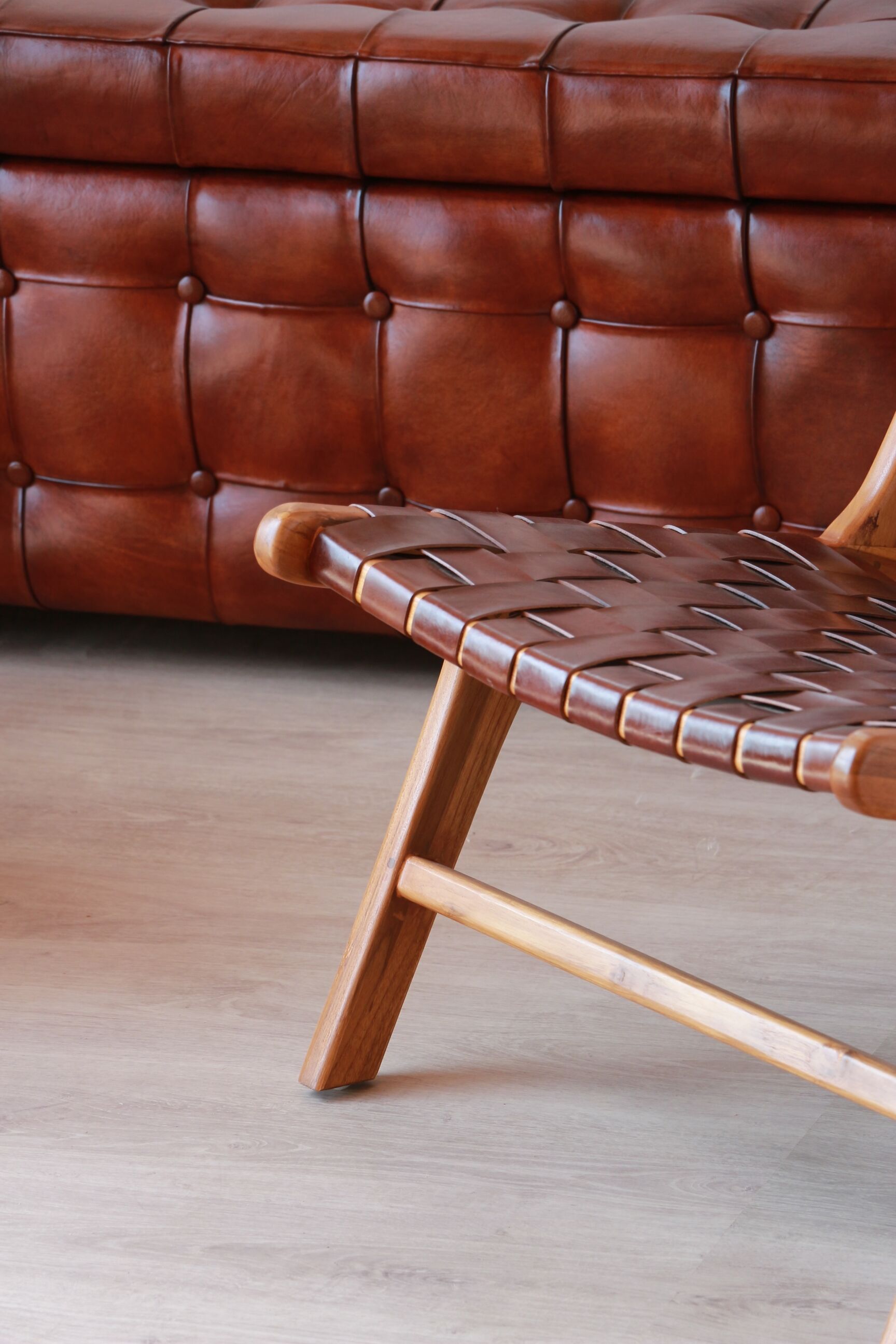 Pair of Teak & Leather heaters - model "Los Angeles" - Olivier de Schrijver