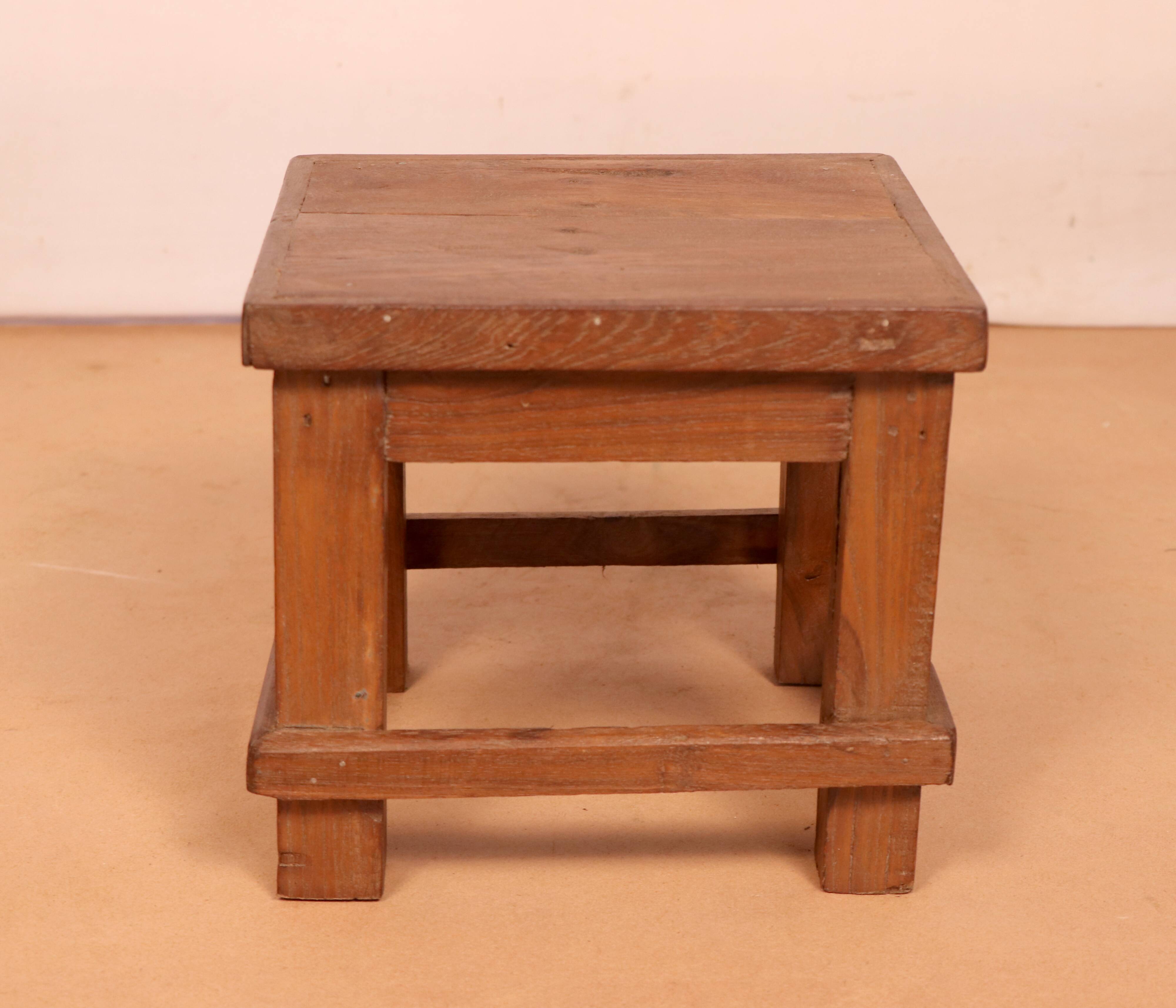 Old small Burmese teak workshop bedside table