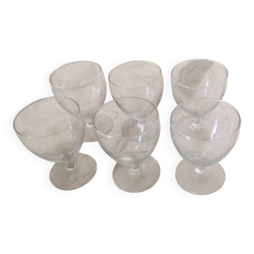 6 verres anciens motifs raisin u
