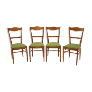 Ensemble de quatre chaises à manger de hêtre 1960