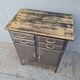 Medical metal furniture two doors four drawers brass handles