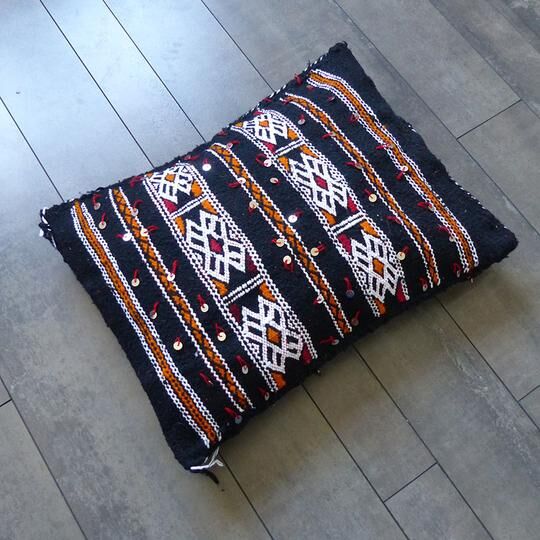 Kilim cushion moroccan black