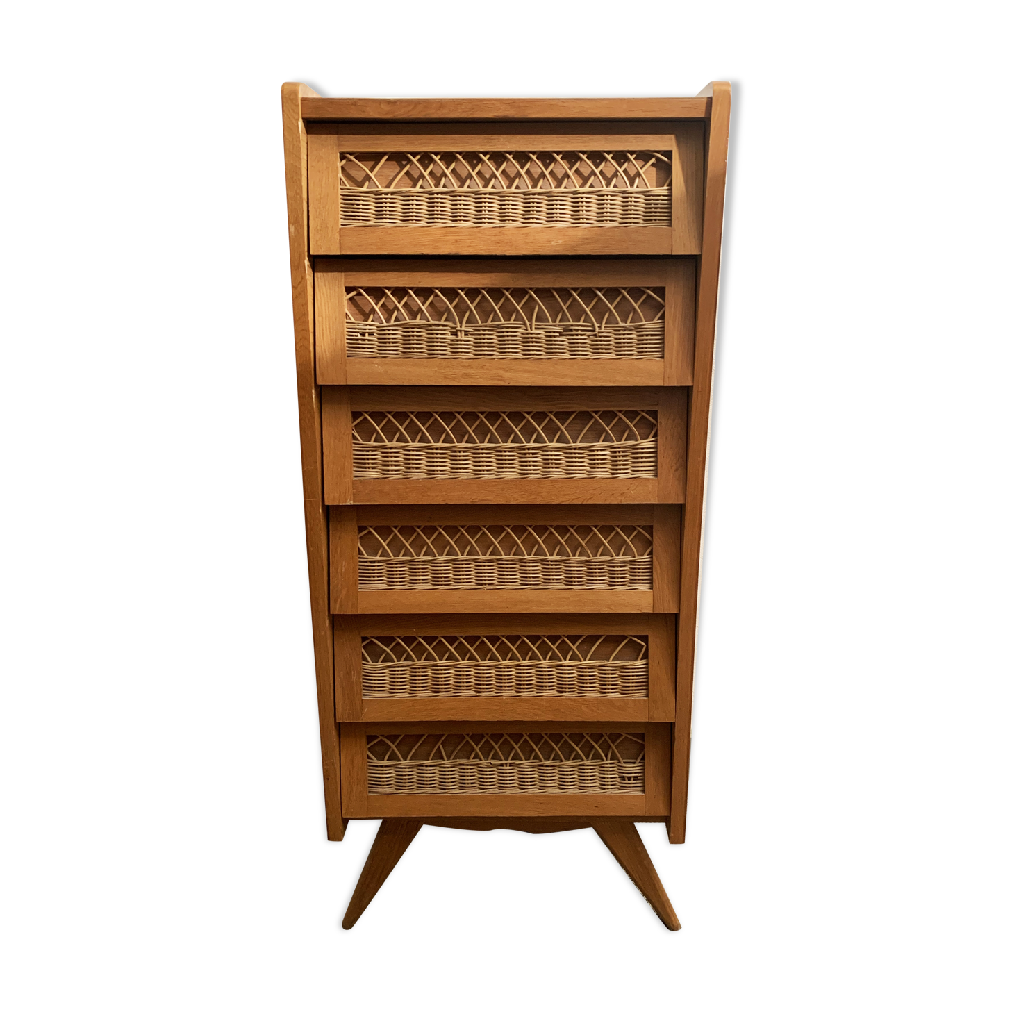 Oak and rattan 1950s