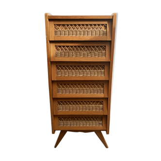 Oak and rattan 1950s