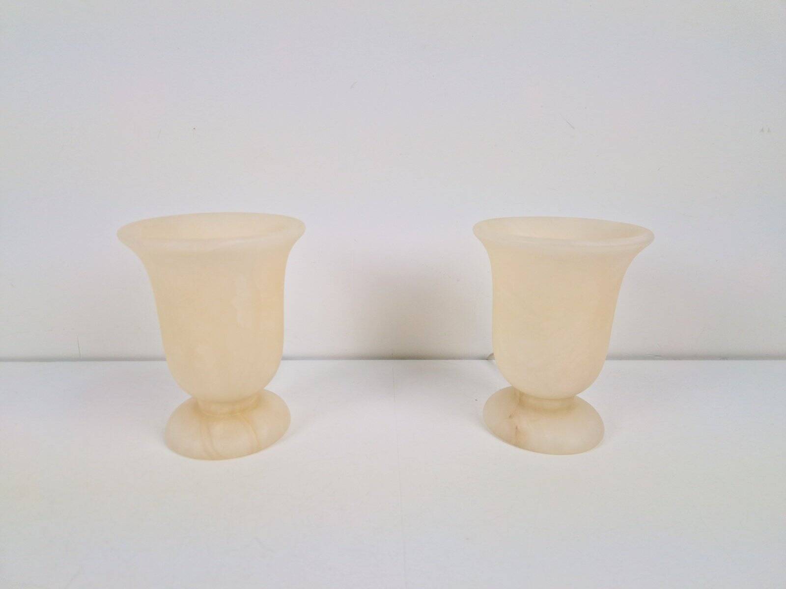 Neoclassical Goblet-Shaped Alabaster Table Lamps Spain, 1980s, Set of 2