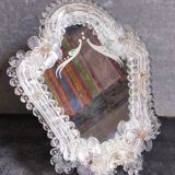 Venetian mirror 22cm X 24 cm Murano glass to pose 50s