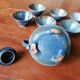 Blue slipware tea set - Bernard Leclerc
