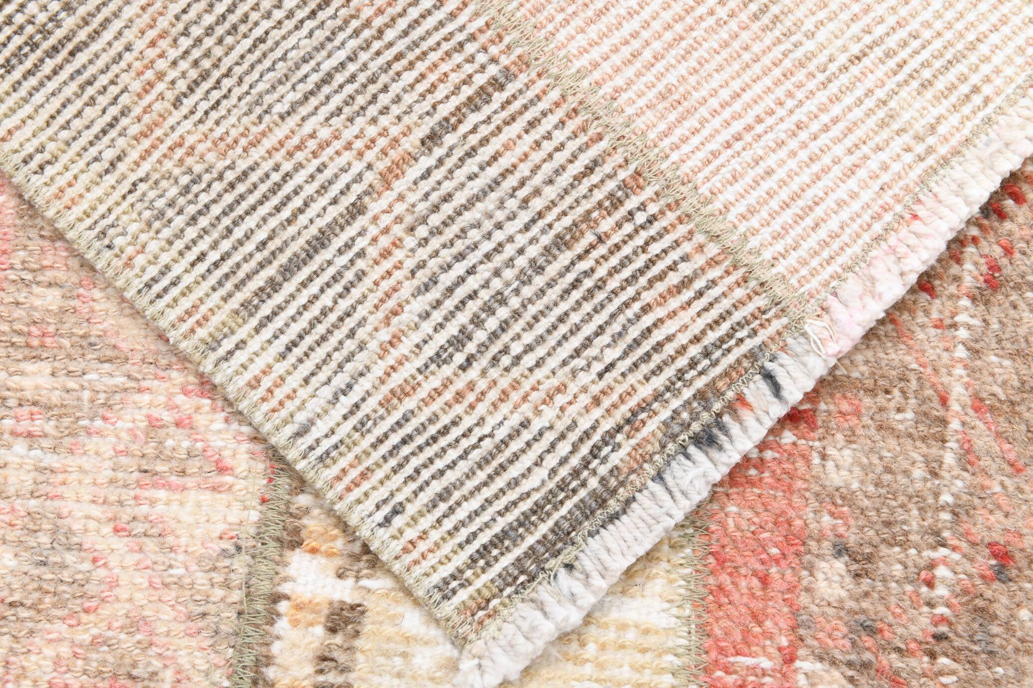 2x10 Contemporary Red & Beige Turkish Runner Rug, 59x298Cm