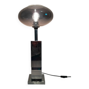 Lampe  pied chromé abat - jour