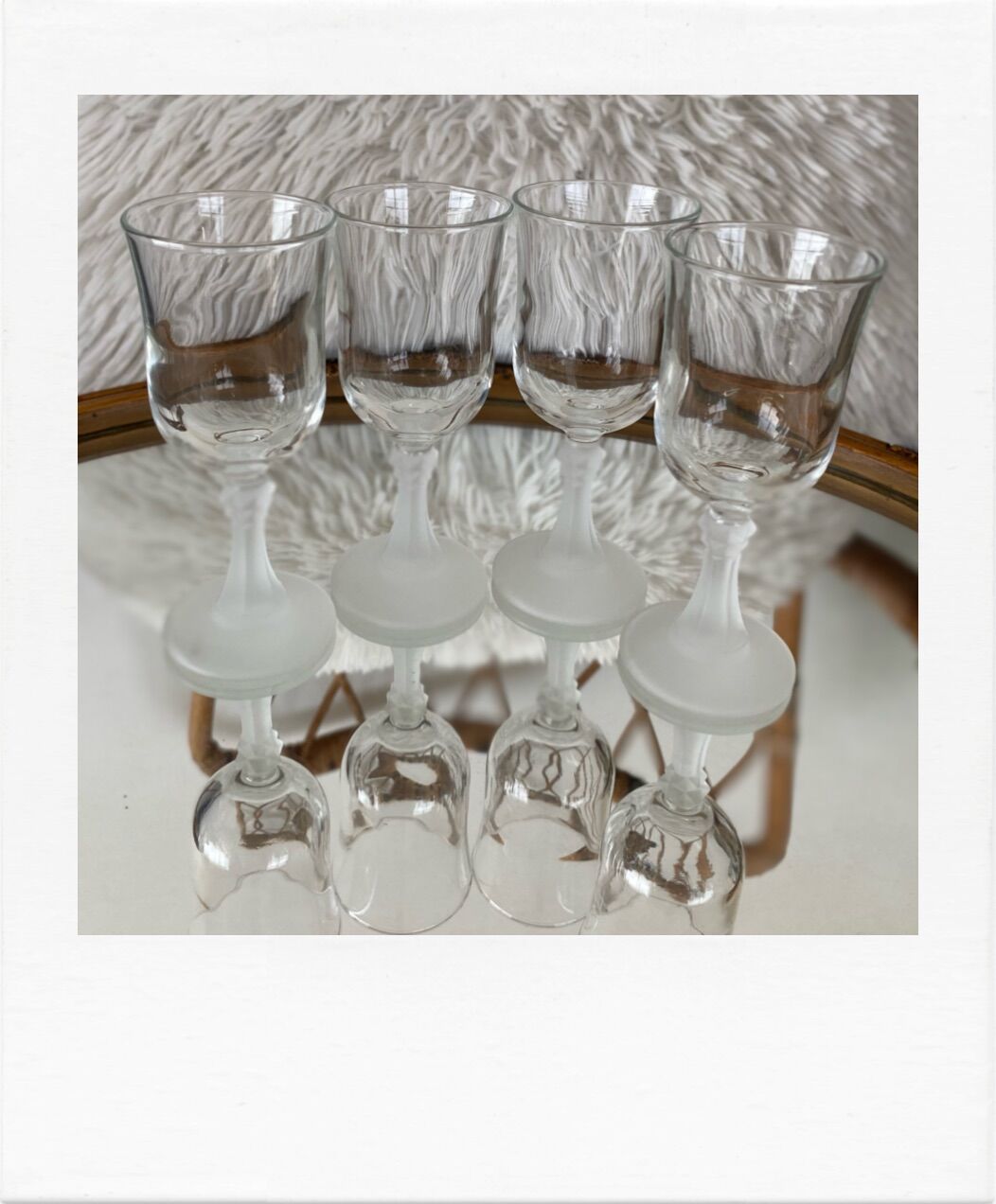 Set de 4 petits verres à pied verre transparent et dépoli