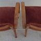 2 Chic 50s Bridge Armchairs Completely Refurbished in Solid Wood with Rust Velvet Seat