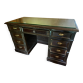 Bureau ancien à double caisson avec plateau en verre – Style Art Déco