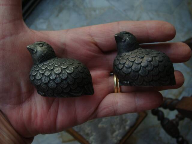 Art Deco quail salt cellars