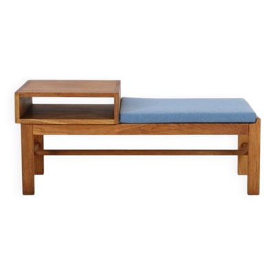 Banc de lecture, téléphone danois minimaliste en chêne, années 60-70