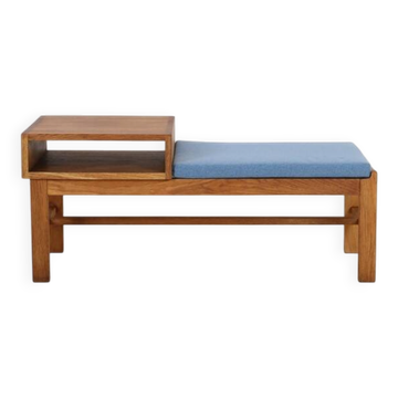 Minimalist mid-century phone / reading bench, oak, Danish modern design, 1960s / 1970s