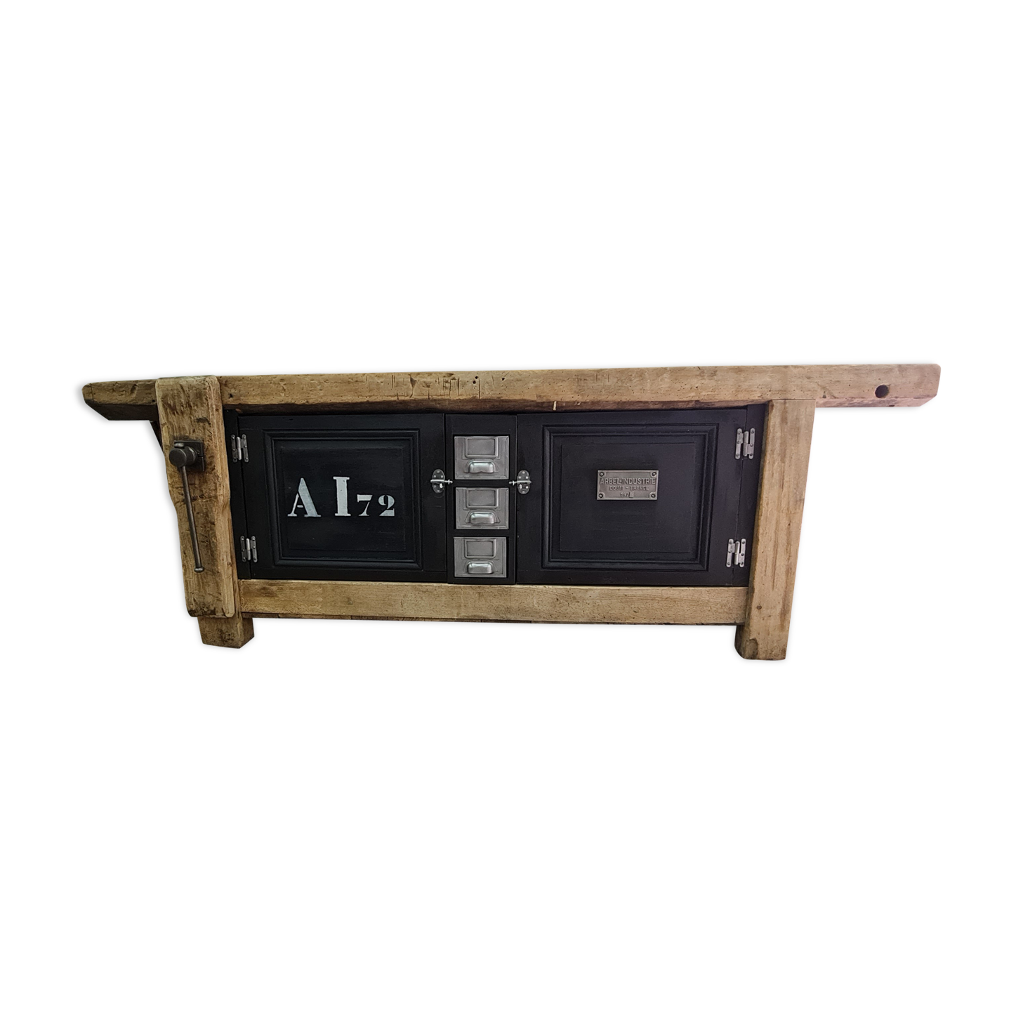 Old oak carpenter's workbench industrial furniture