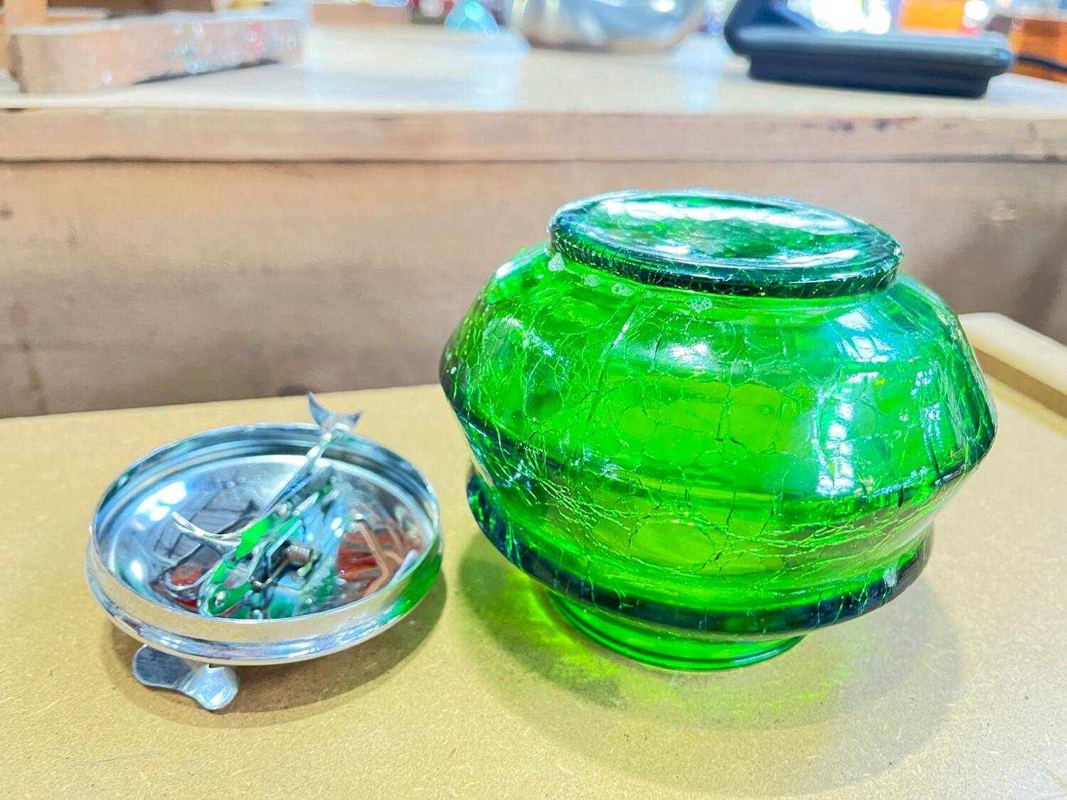 Glass sugar bowl with lid