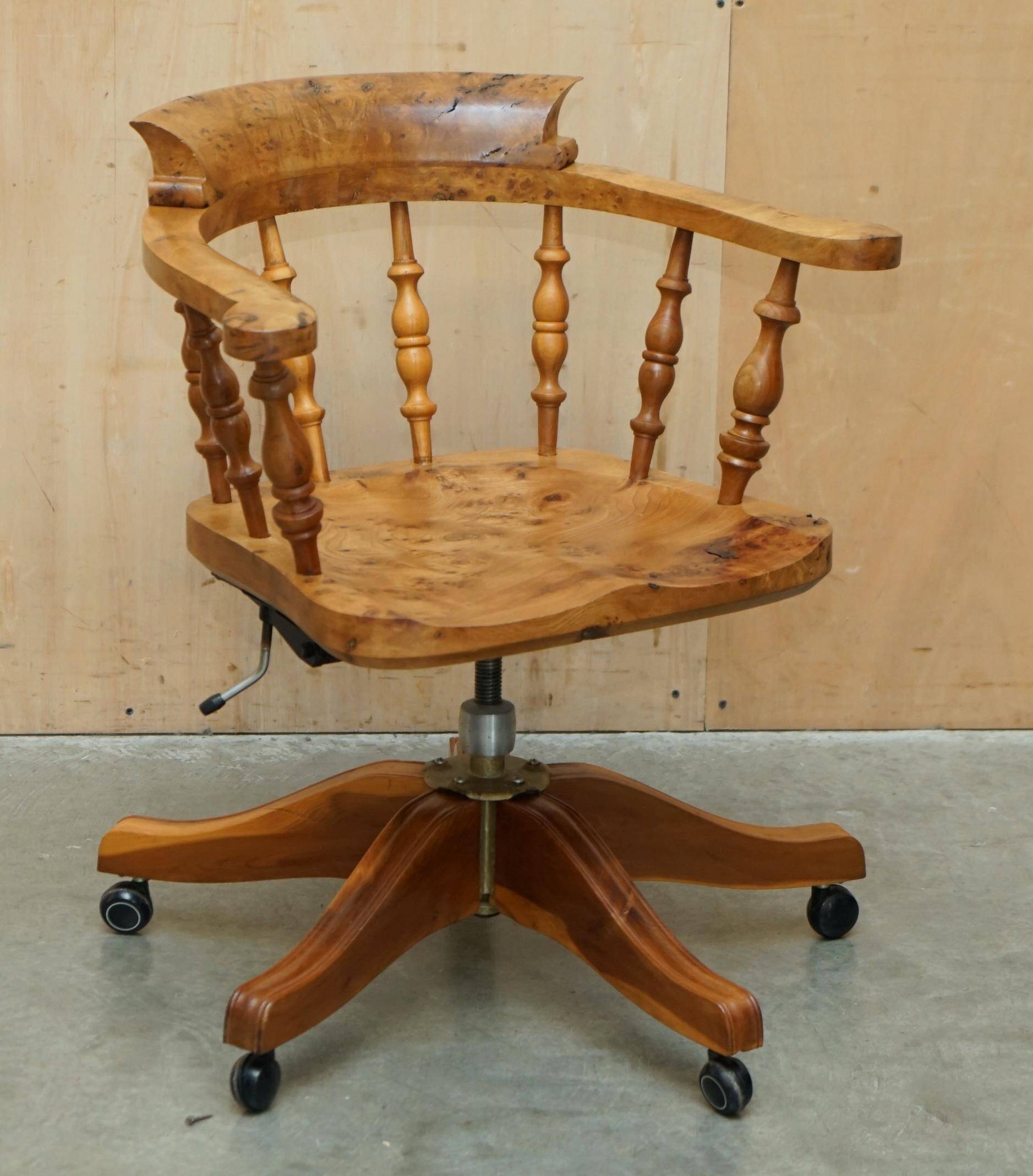 Chaise de bureau pivotante en bois d'if burr - Windsor swivel