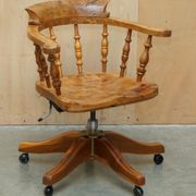 Burr yew wood swivel office chair - Windsor swivel