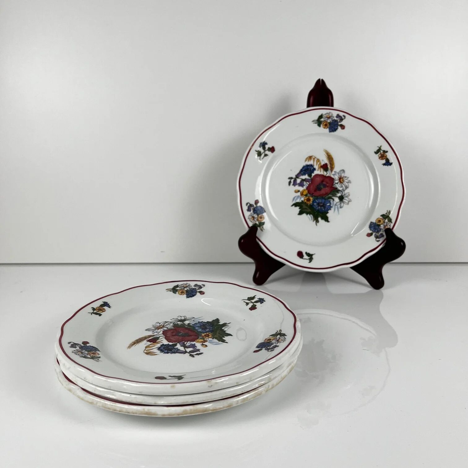 Set de 4 assiettes à dessert "Agreste", Sarreguemines, fin XXe, Pyroblan