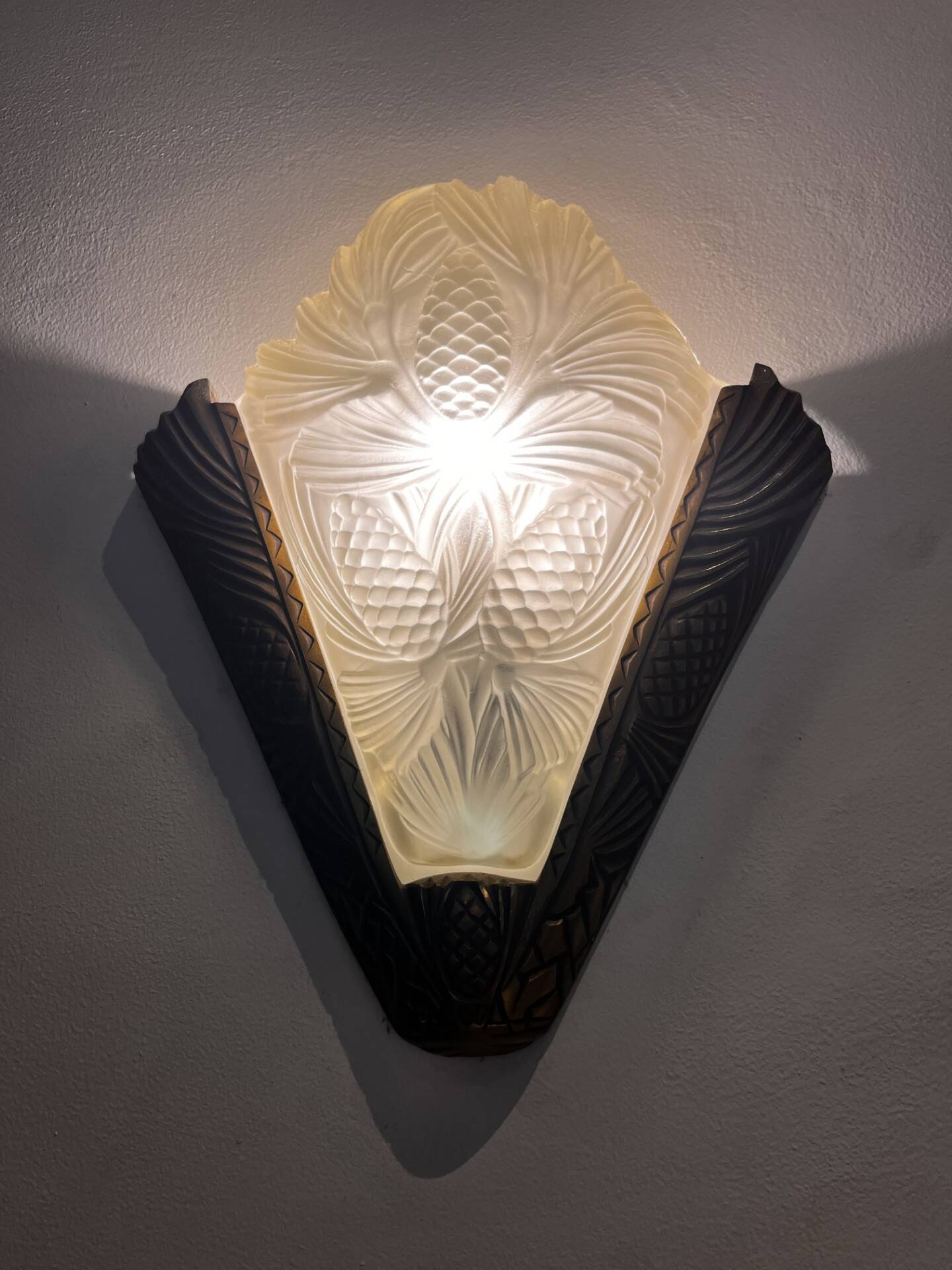 Brass and opaline wall light