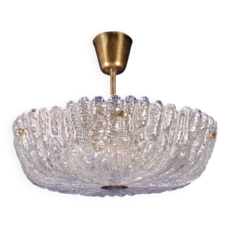 1960s Orrefors Carl Fagerlund Brass & Crystal ‘Embassy’ Pendant Lamp