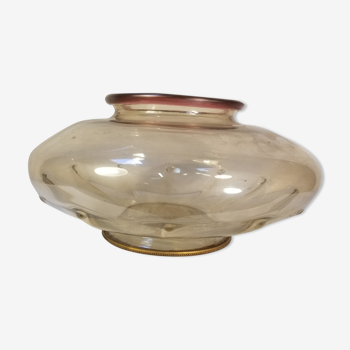 Large flattened ball vase in Art Deco blown glass